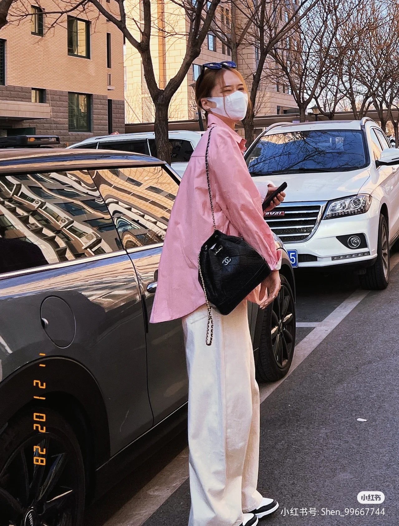 小香家-Gabrielle 流浪雙肩包 鴛鴦鍊條 黑色
