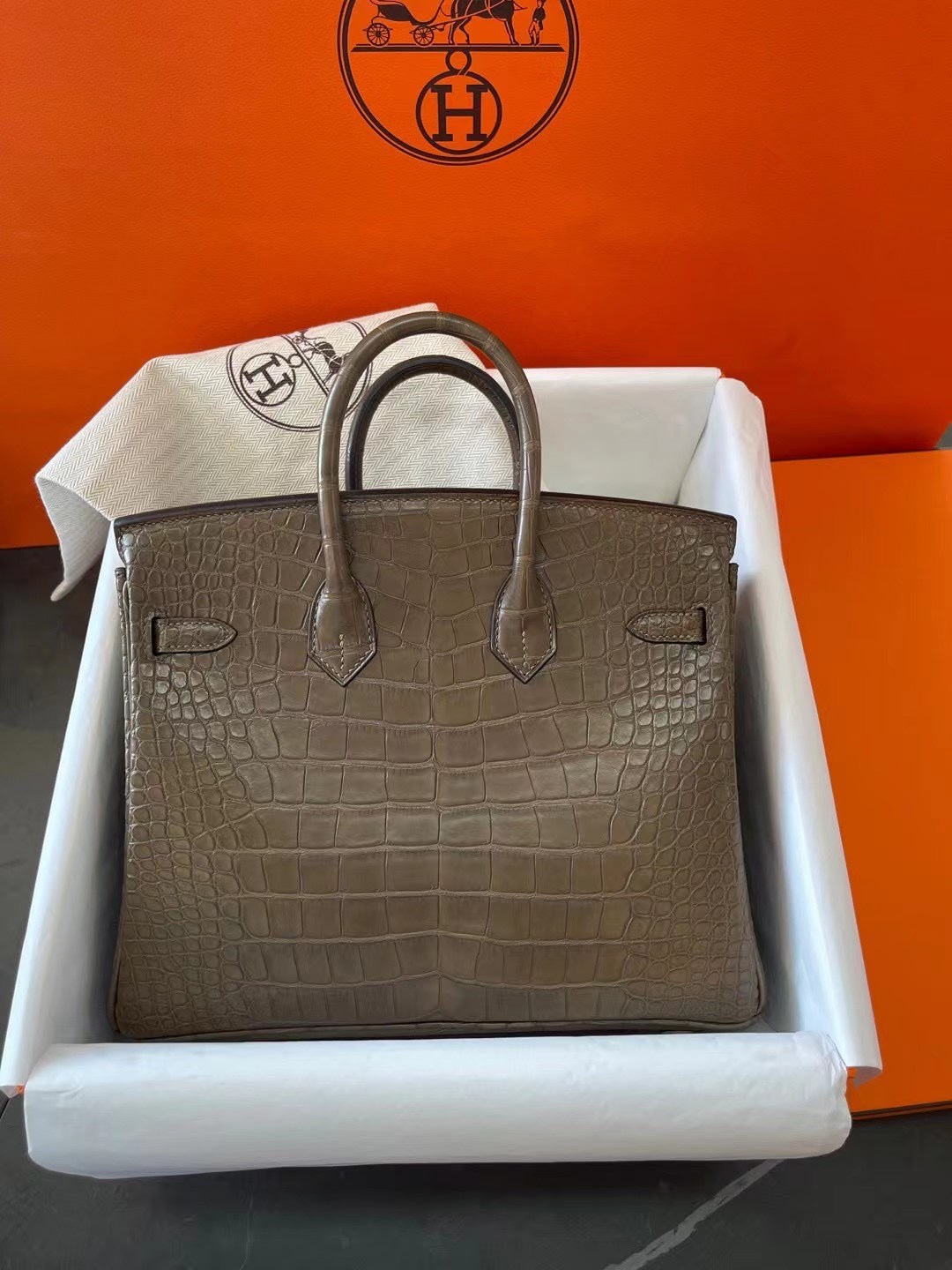 小愛款-Birkin 25 M1牛芷草灰色 金扣