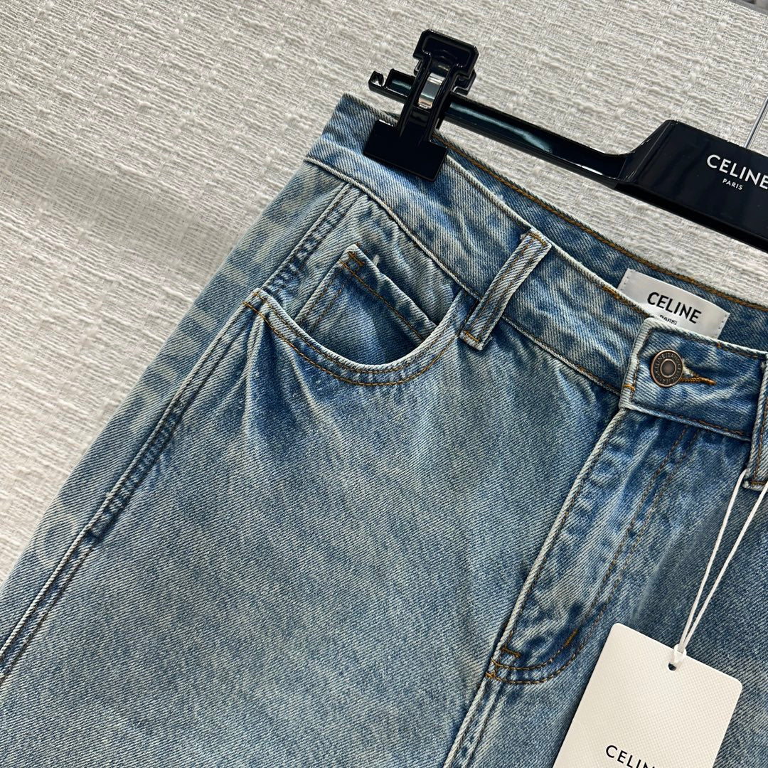 賽C家-2403 24早春新品側印直筒牛仔褲