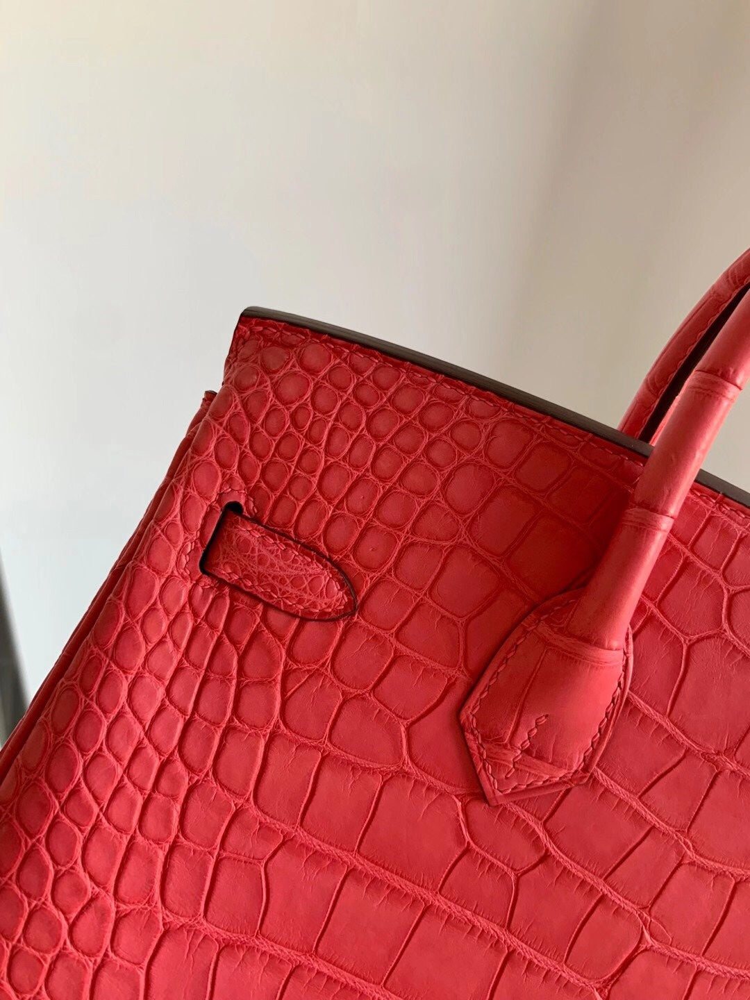 小愛款-Birkin 25 美洲方塊鱷魚 A5 Mat croco handle 杜鵑紅 銀扣