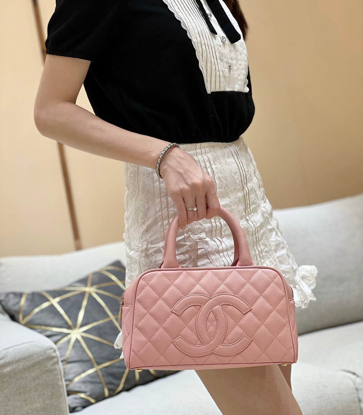 小香家-Chanel Vintage 中古保齡球包 粉色