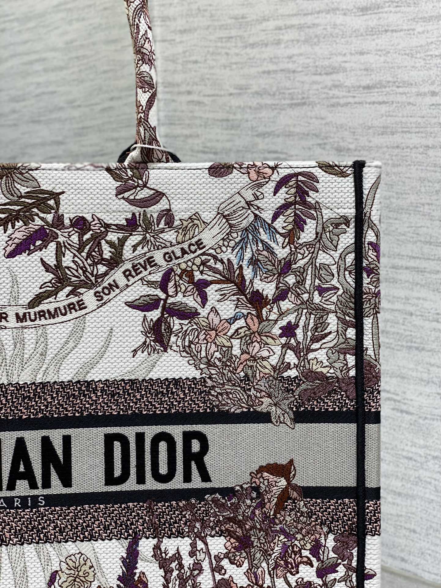 迪D家-2024春夏系列 Book Tote 太陽刺繡 白灰色 中號
