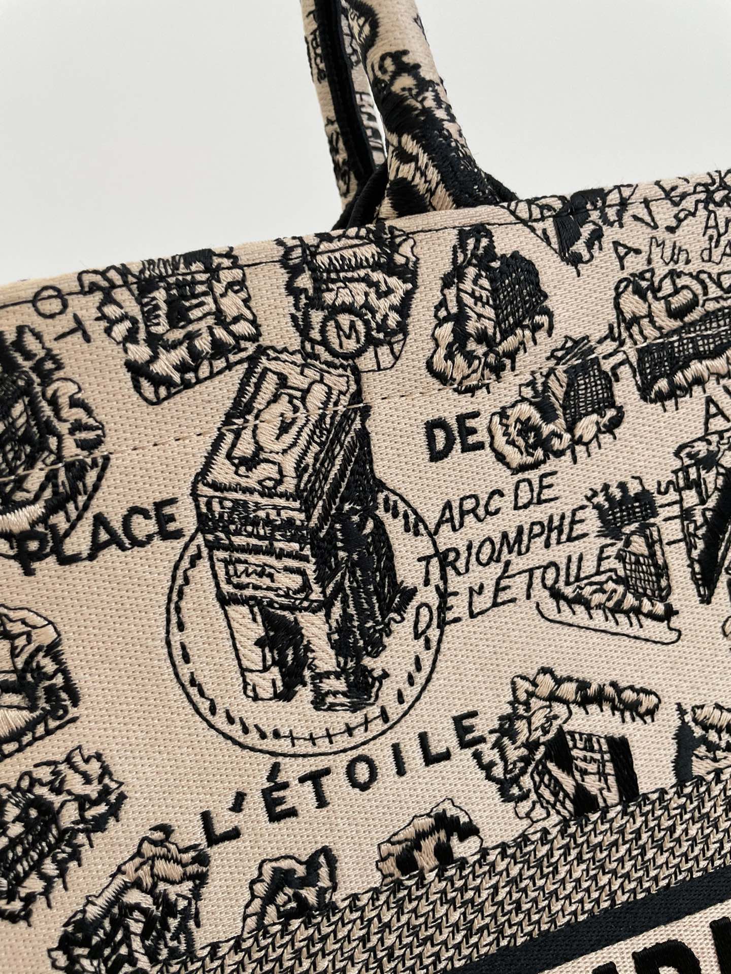 迪D家-2023春夏新款 Tote 巴黎地圖杏色 大號
