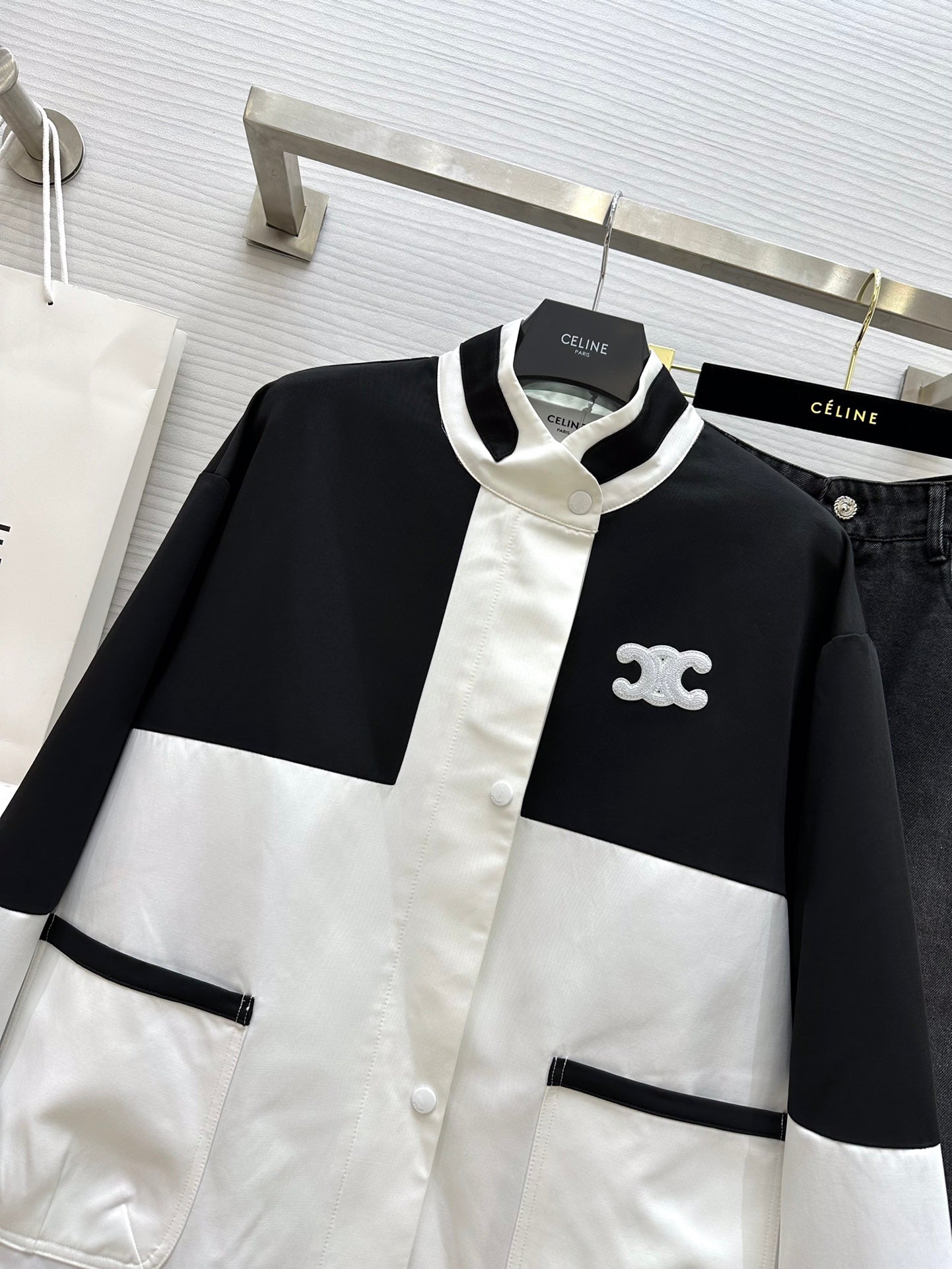 賽C家-2404 24春夏新款凱旋門logo刺繡立領夾克外套