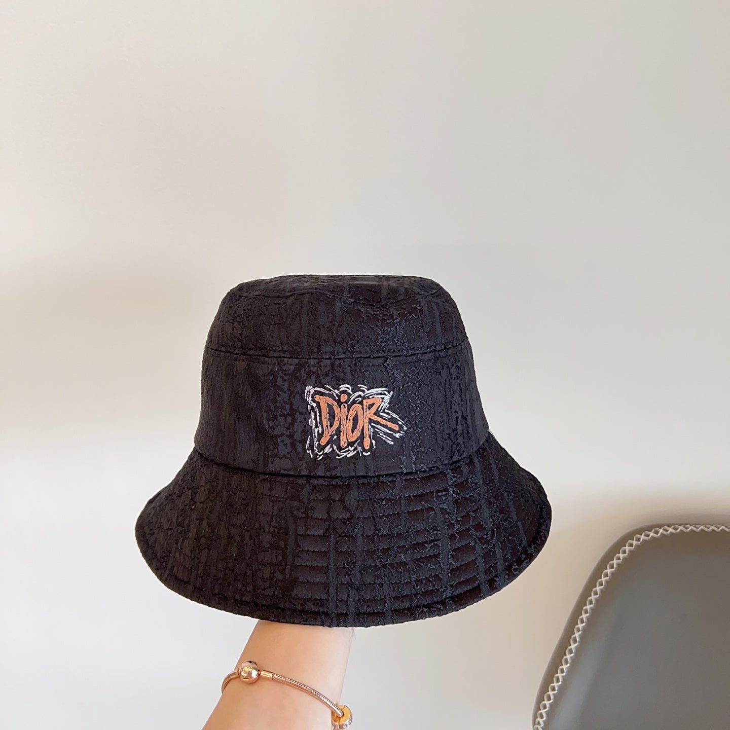迪D家-LOGO刺繡漁夫帽 黑