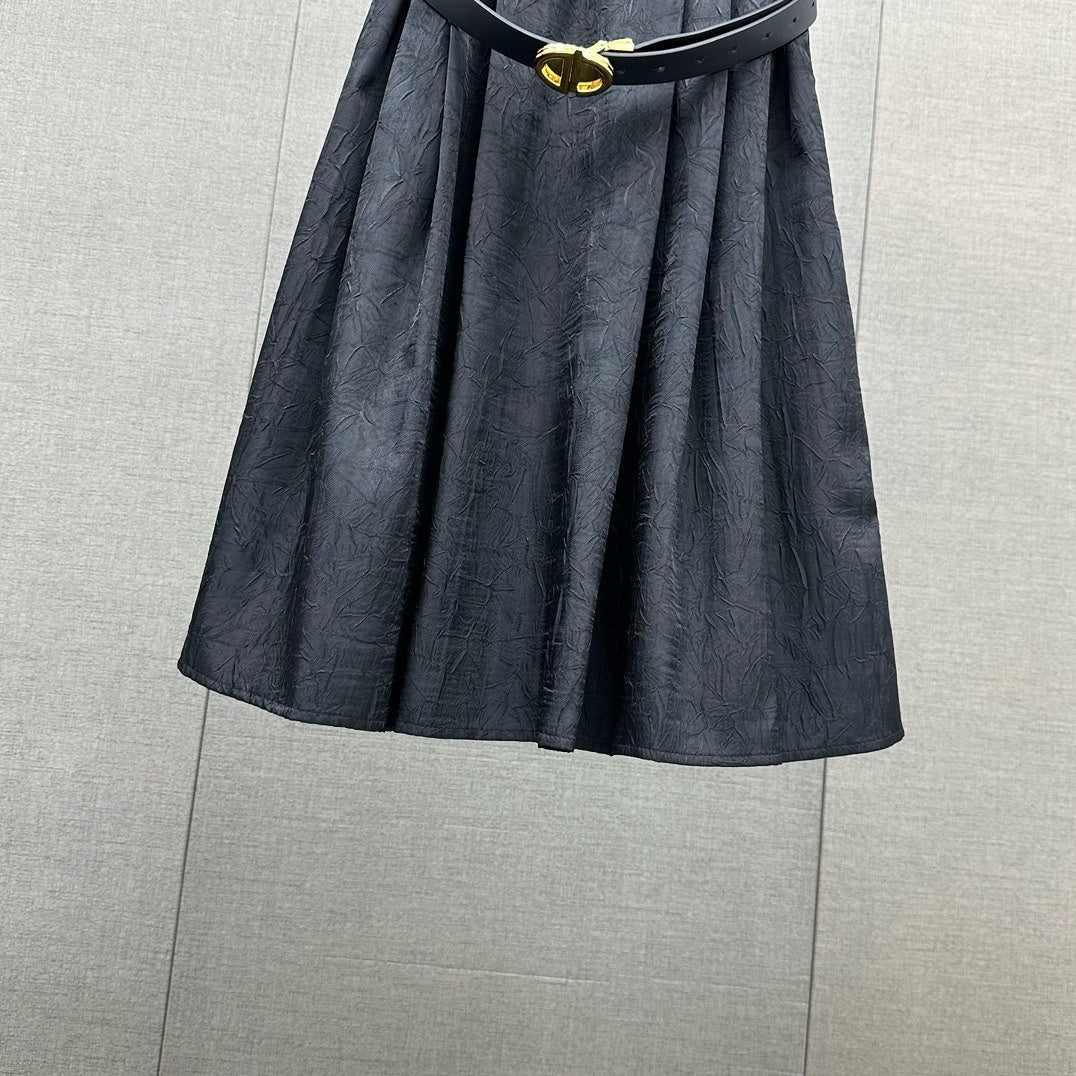 迪D家-2403 24早春新款重工提花洋裝 黑色