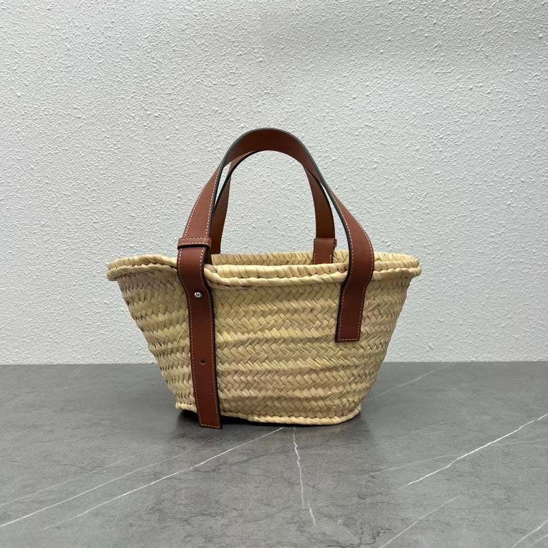 羅L威-草編包 33CM 小號 棕色