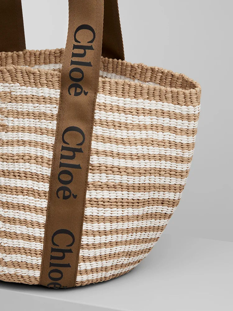 克羅C-Large Woody Basket 條紋咖啡色 大號