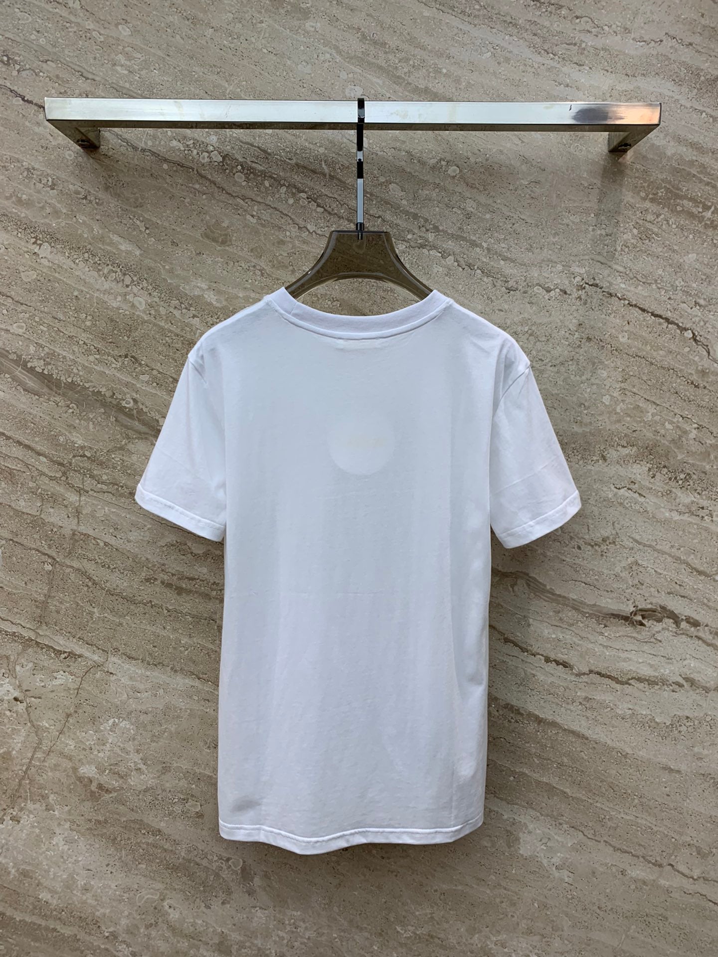 克羅C-2403 24SS春夏新款花朵刺繡短袖TEE 白色