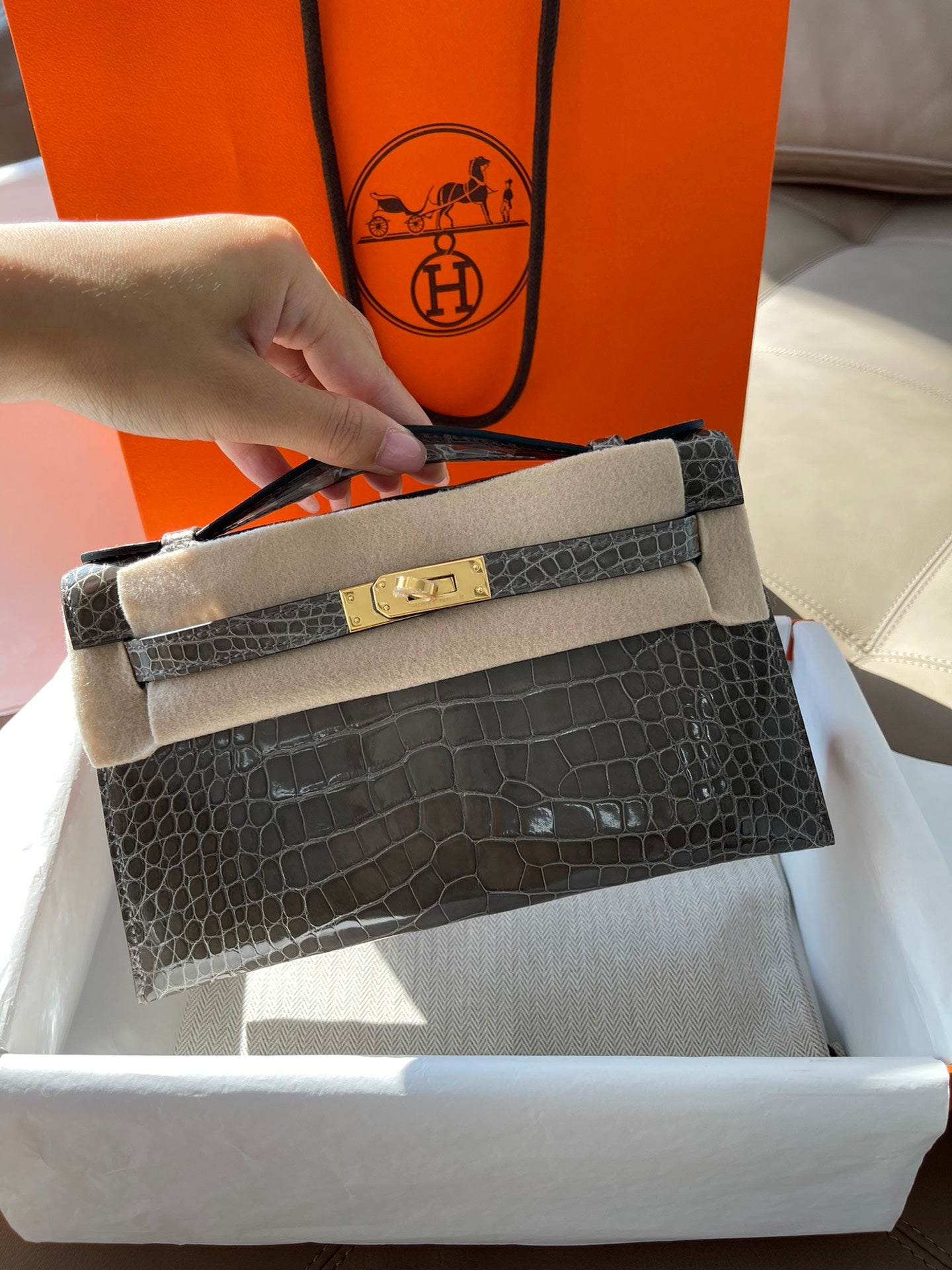 小愛款-Kelly Mini 1代 斑鳩灰 金扣