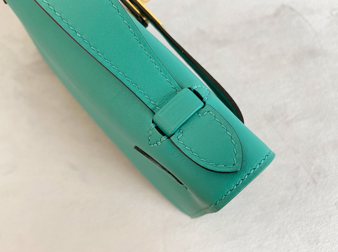 小愛款-Mini Kelly 1代 22CM Swift皮 U1 維羅納綠 金扣