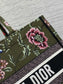 迪D家 Book Tote 刺繡字母軍綠花 中號36.5cm