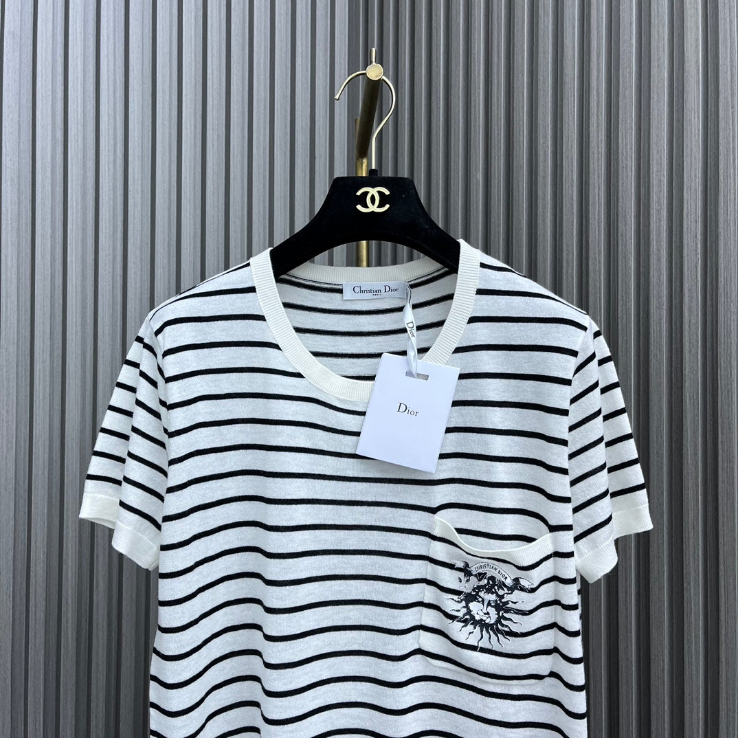 迪D家-2403 24新品上架條紋口袋針織短袖
