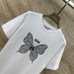 迪D家-2403 蝴蝶刺繡logo圓領短袖TEE 白色