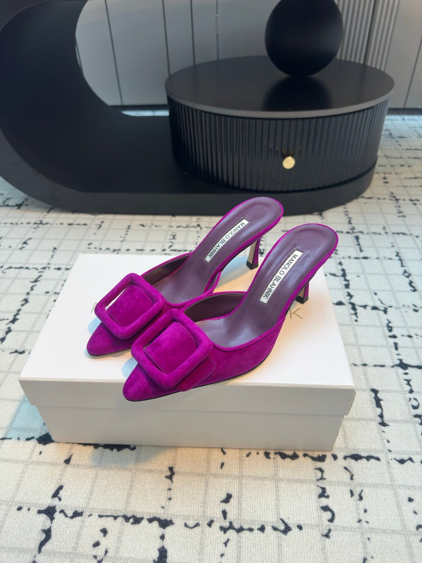 Manolo Blahnik-2024 高跟拖鞋 紫色