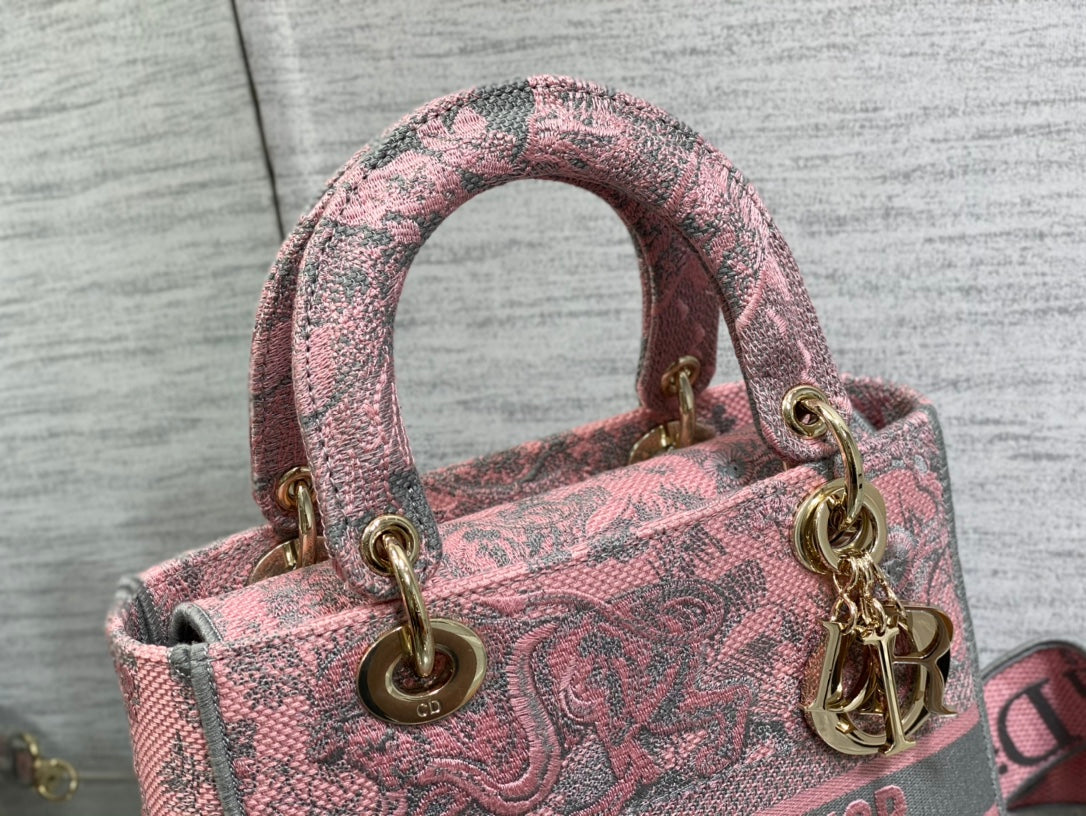 迪D家-Lady Sauvage茹伊印花刺繡系列 粉灰色 24cm