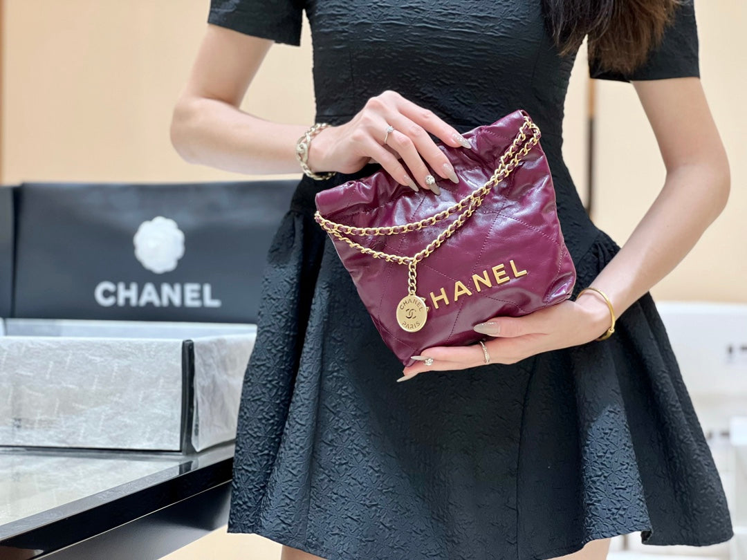小香家-春夏系列 Chanel 22號手袋小號 紫紅色