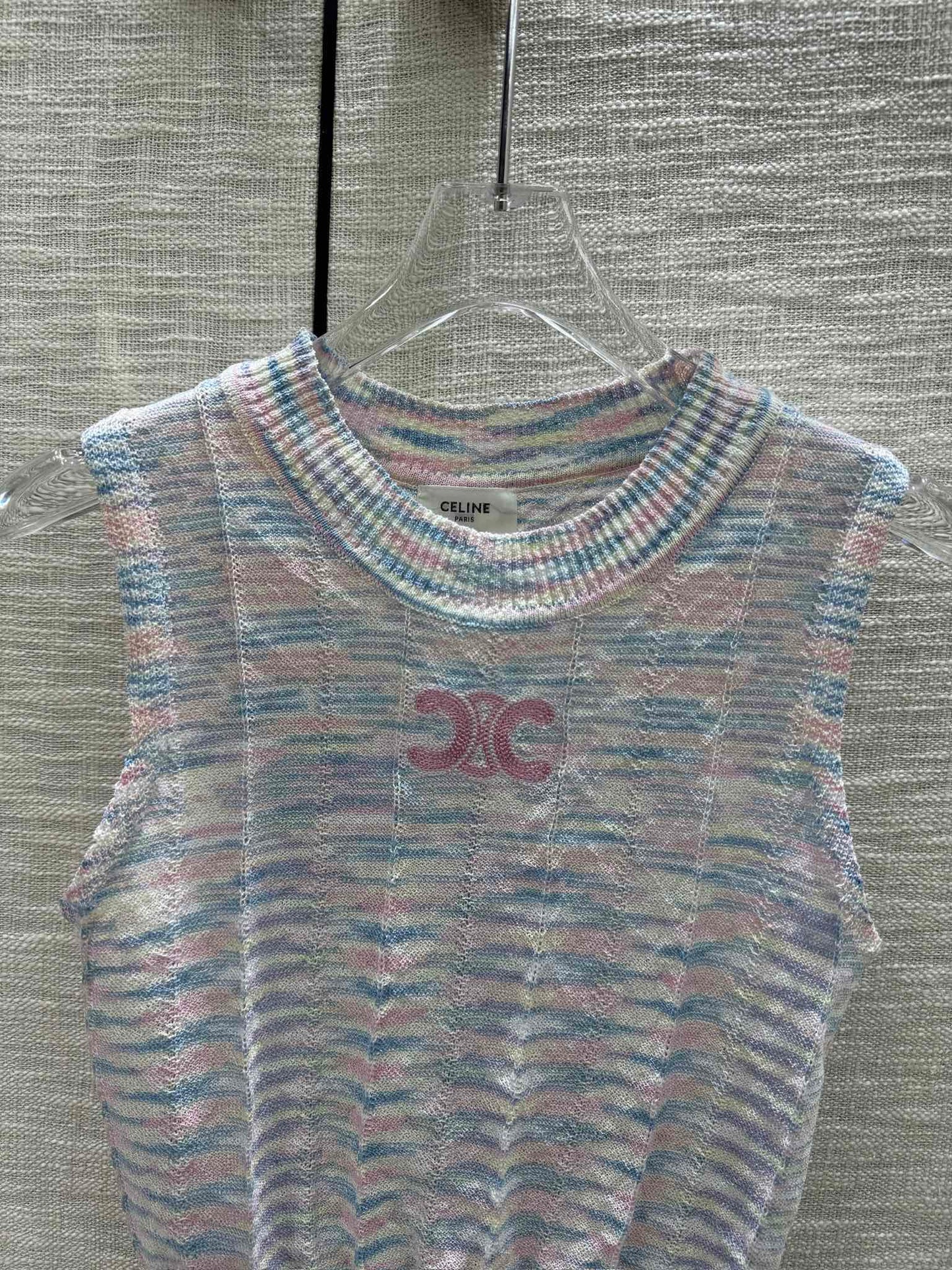 賽C家-2404 多巴胺馬卡龍色系條紋針織短袖