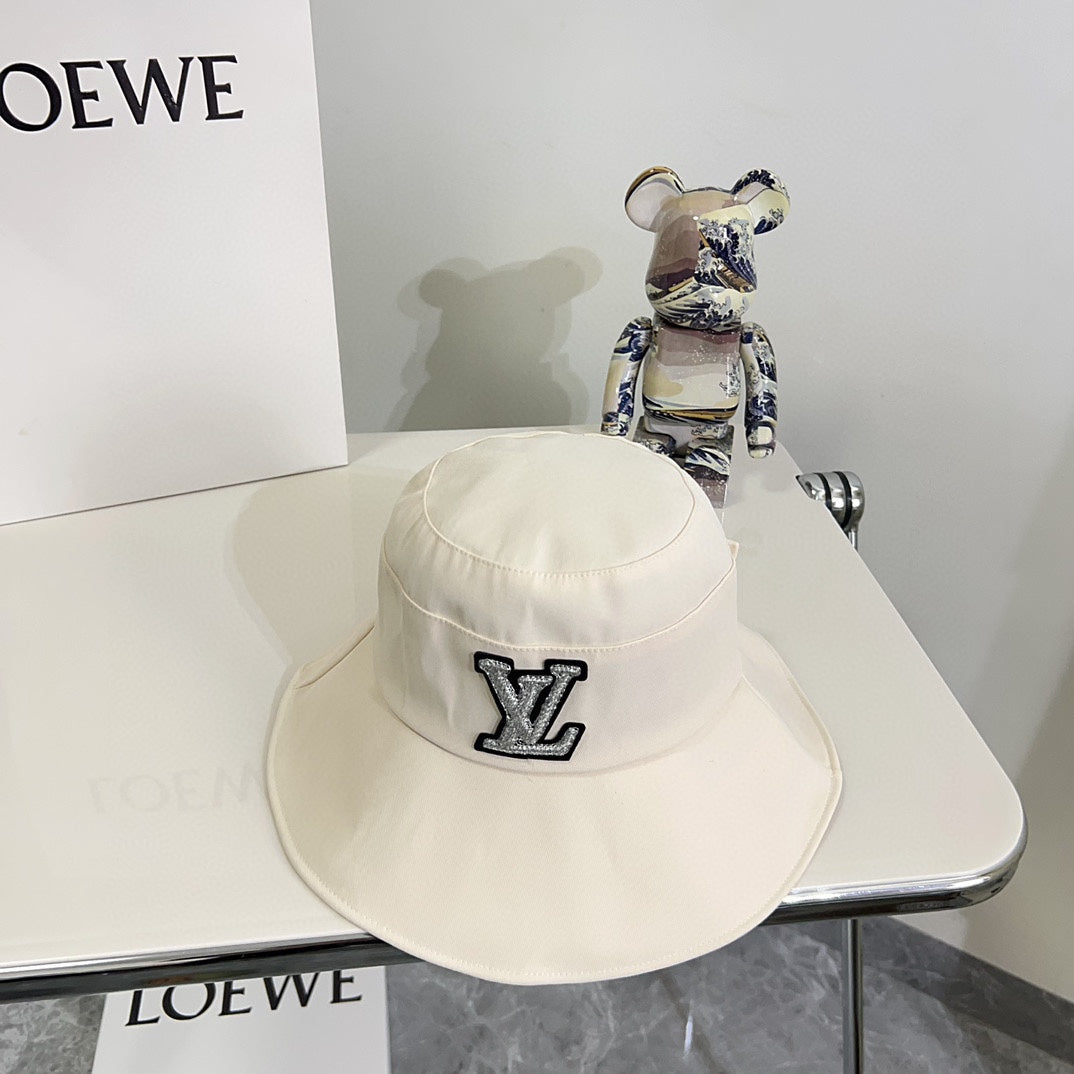 路L家-2024新款 蝴蝶結遮陽漁夫帽 白色