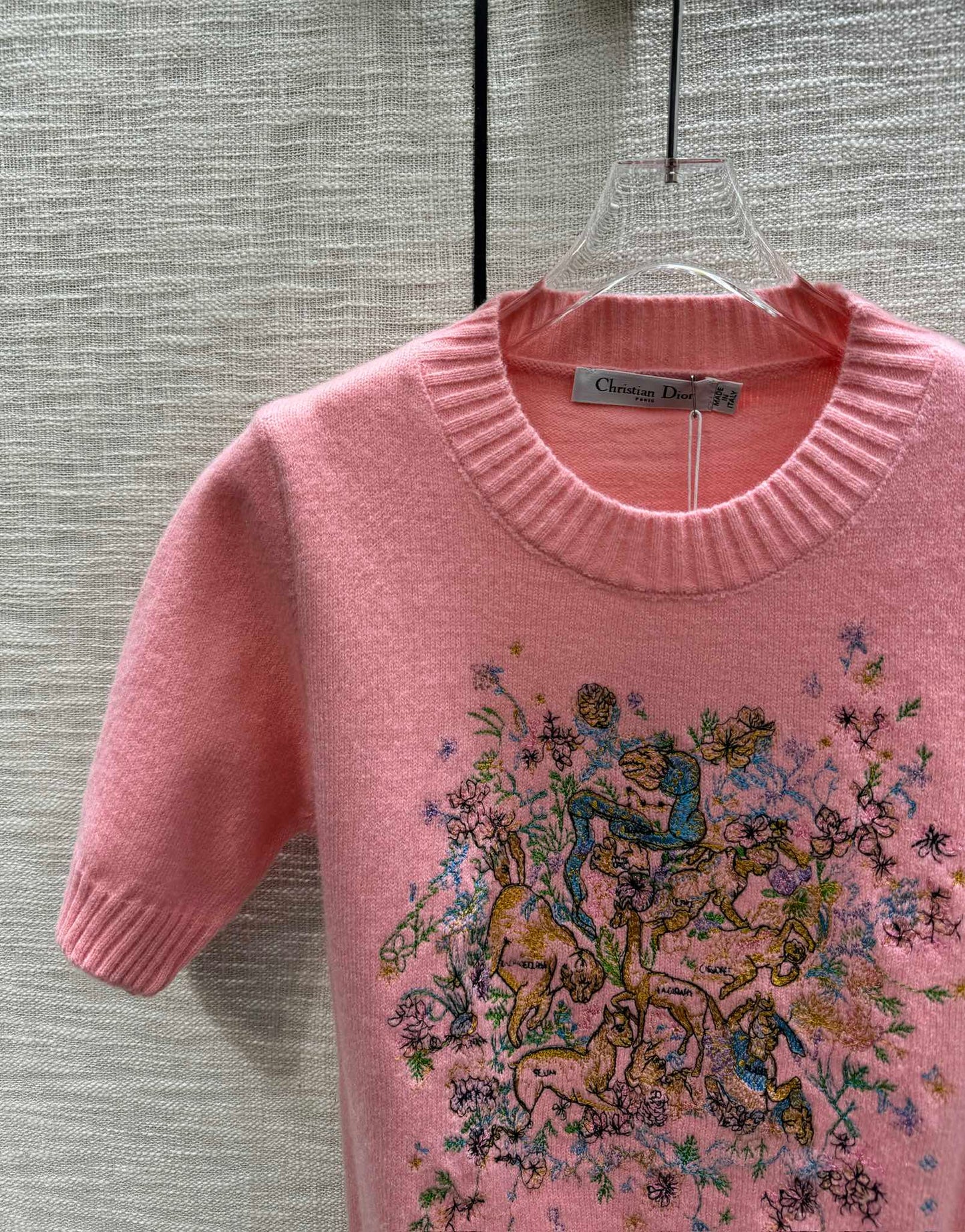迪D家-2403 24早春最新系列重工刺繡針織短袖 粉色