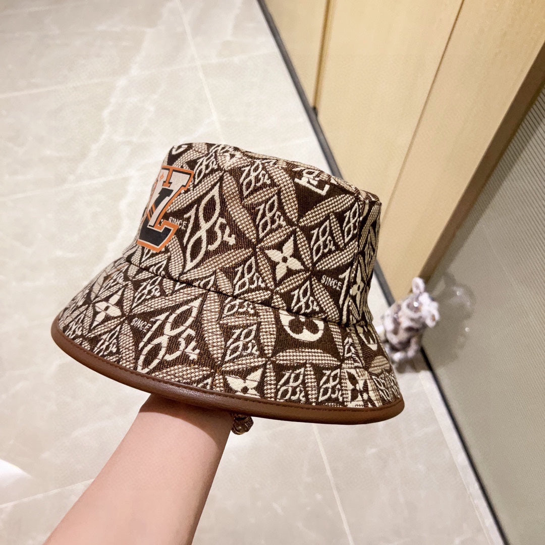 路L家-2023春夏新款 刺繡漁夫帽 咖色