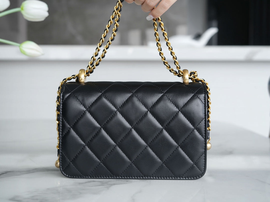 小香家-Chanel 24c雙金球 CF Mini19 黑色