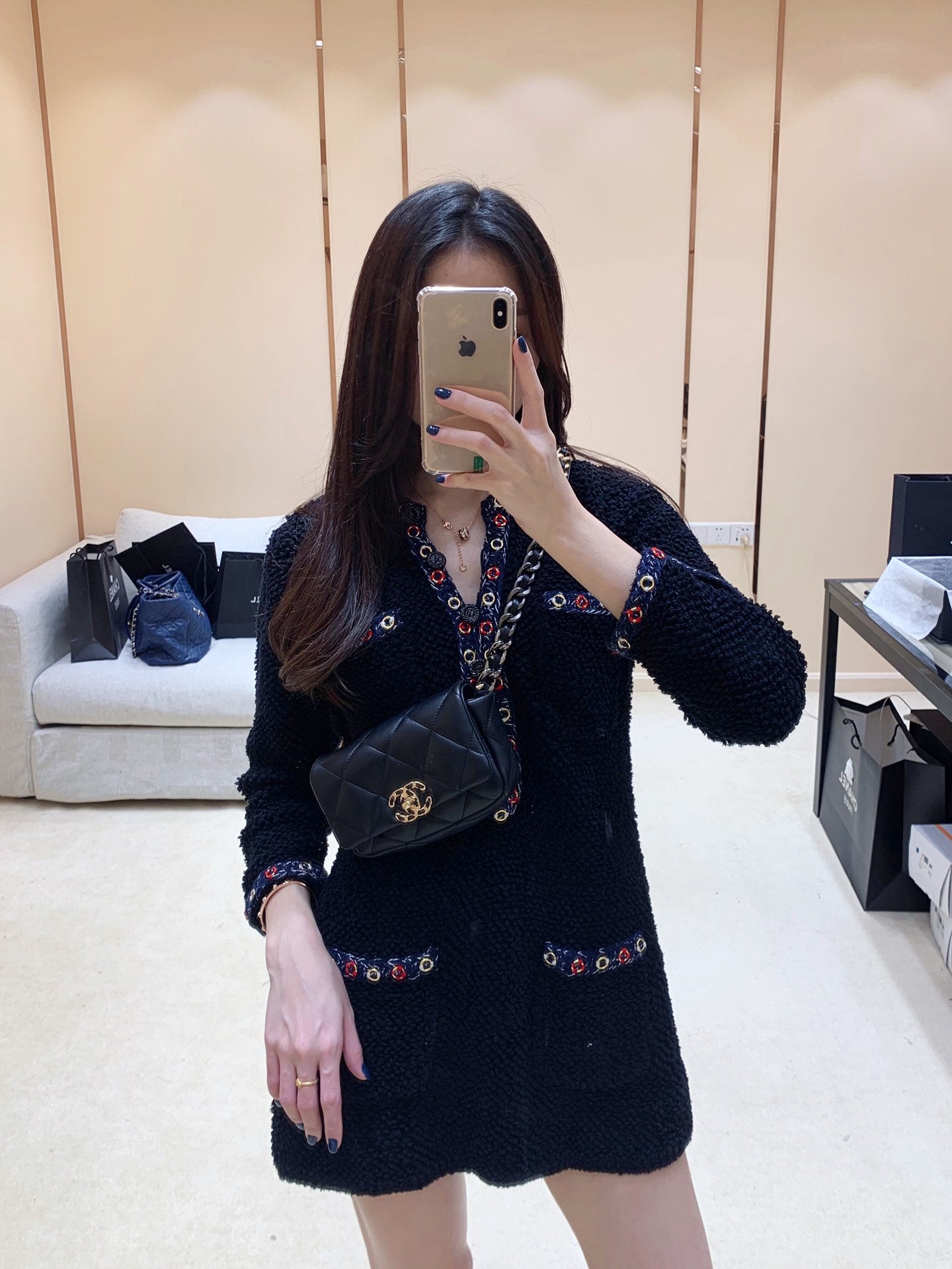 小香家-Chanel 19腰包 迷你口蓋黑色