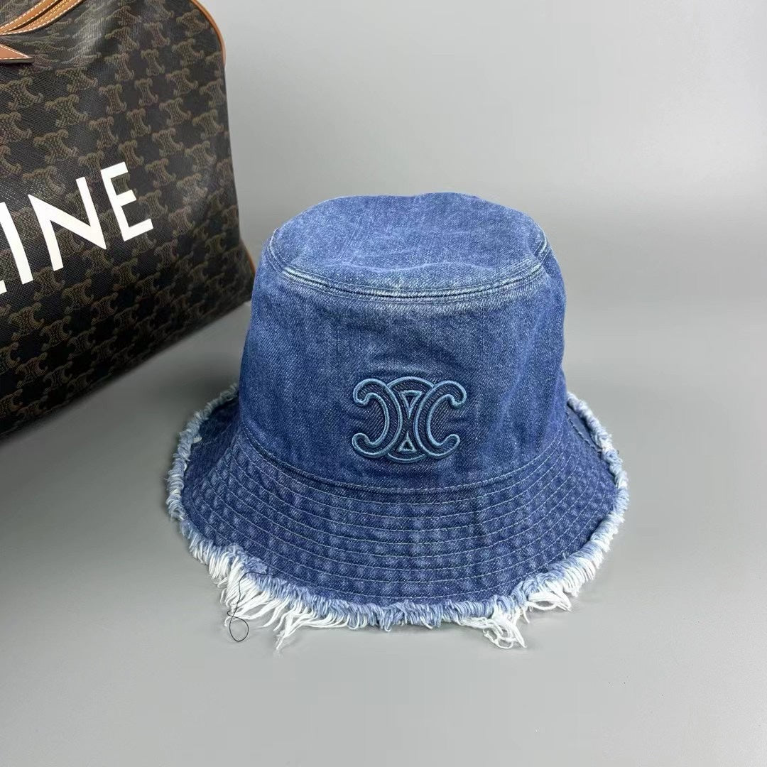 賽C家-新款水洗牛仔刺繡漁夫帽