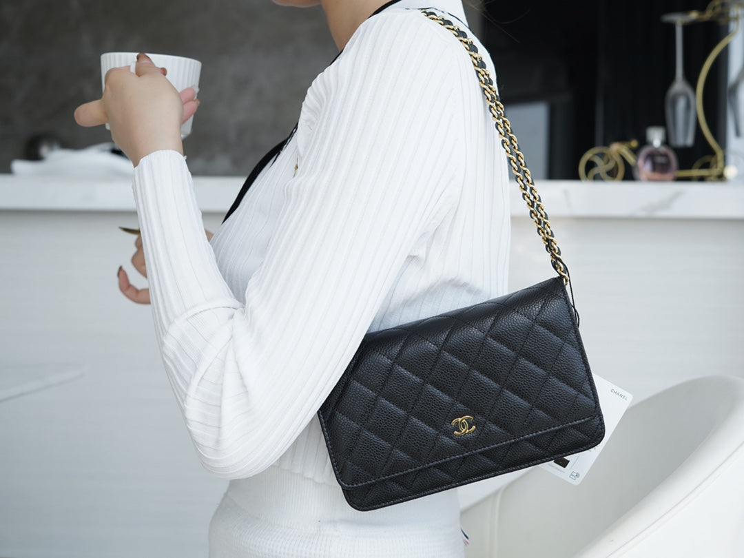 小香家-Chanel Classic WOC 荔枝皮 金扣 銀扣 鍊條包