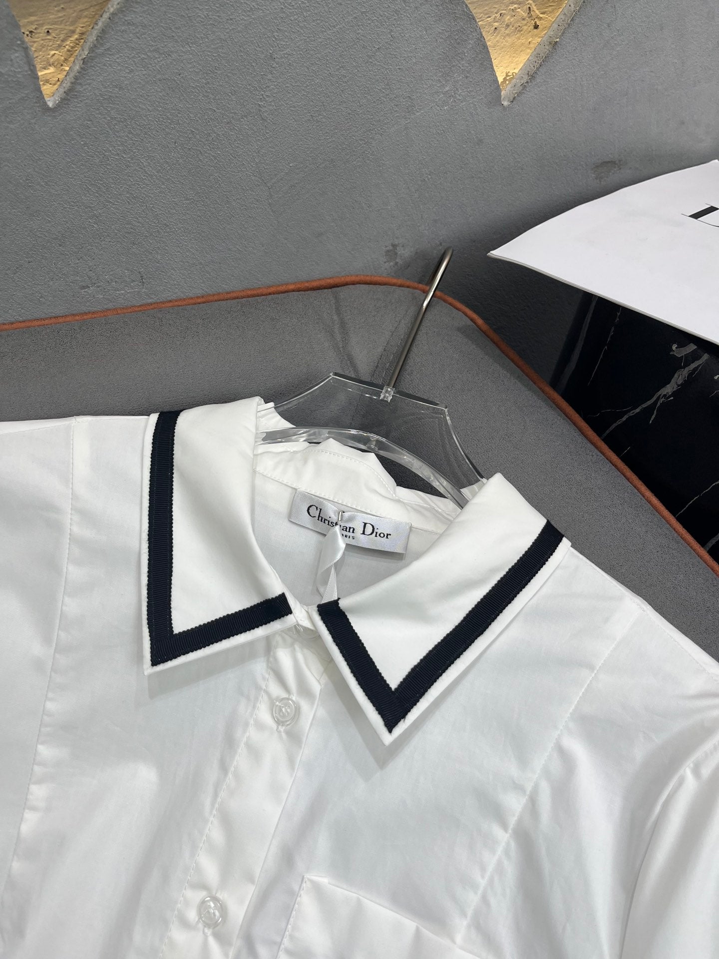 迪D家-2403 24SS夏季新款翻領洋裝 白色