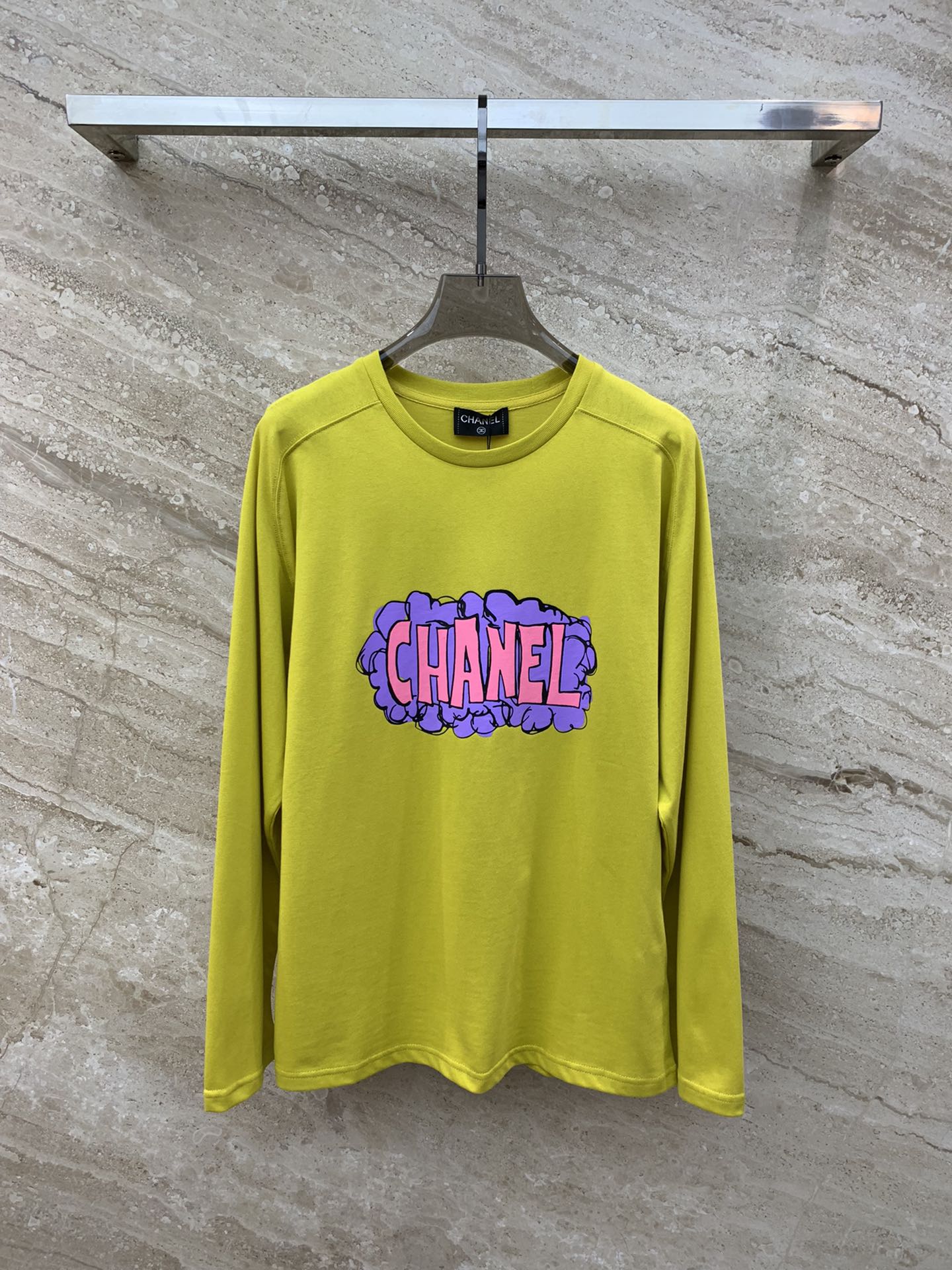小香家-2403 中古仙人掌印花薑黃色長袖TEE