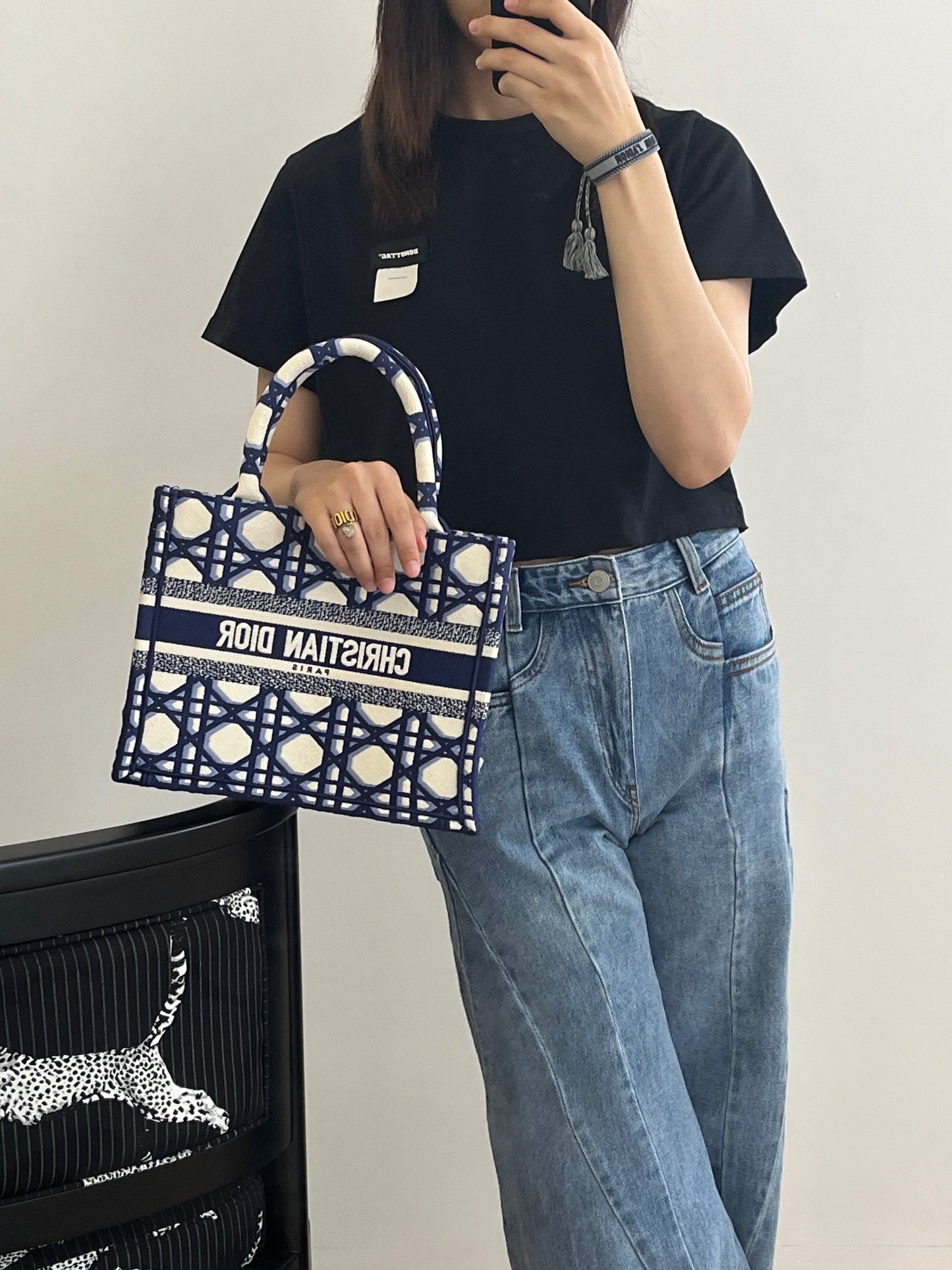 迪D家-2023春夏新款 Tote 藍白拼色 小號