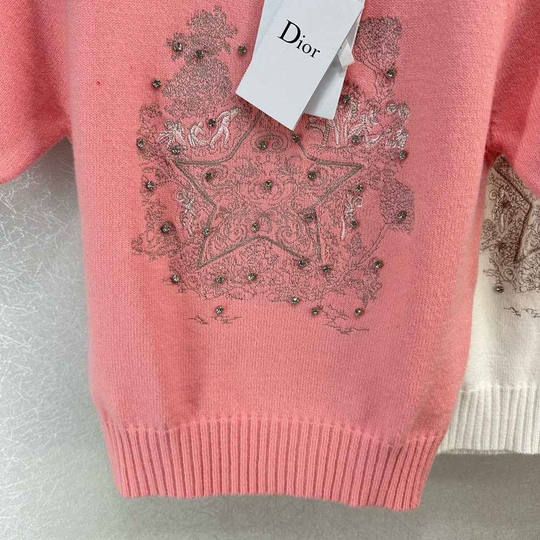 迪D家-2403 24早春新款重工刺繡圓領毛衣