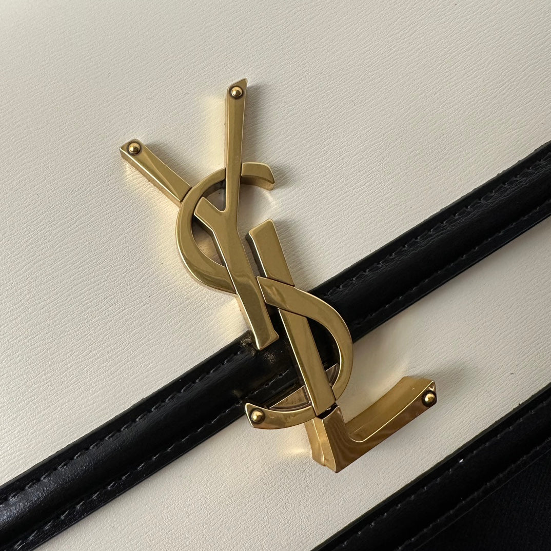 聖Y羅-BOX SAINT LAURENT 豆腐包 大號 黑拼白色