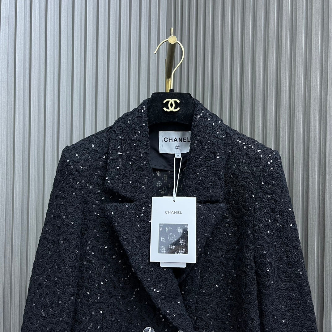小香家-2403 24新品上架重工珠片繡花外套 黑色
