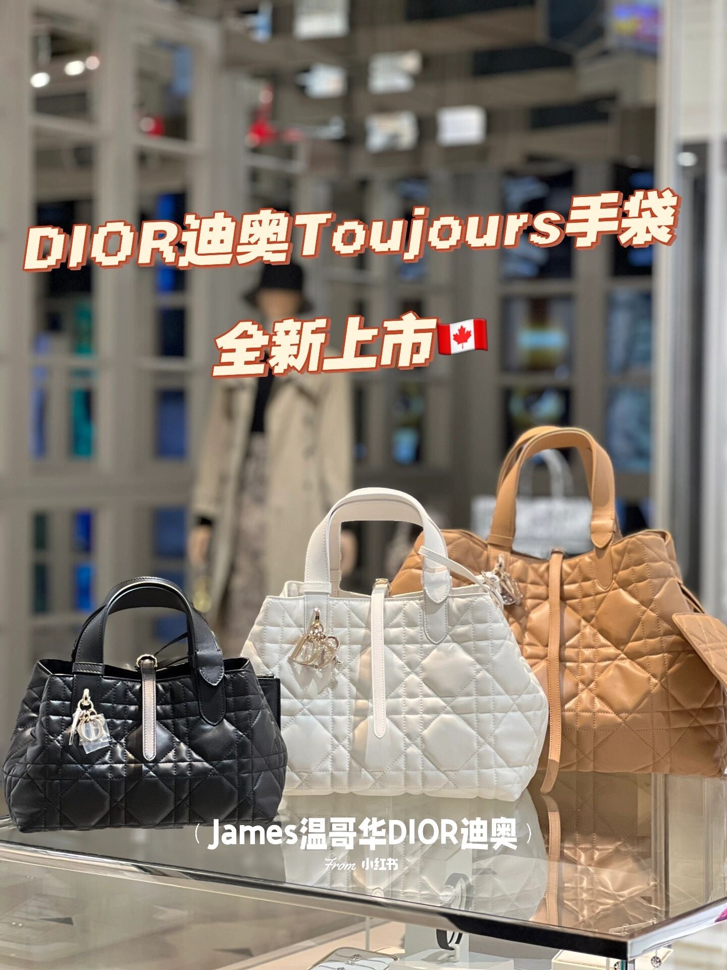 迪D家- Toujours 大型藤格紋手袋小號 奶油杏色