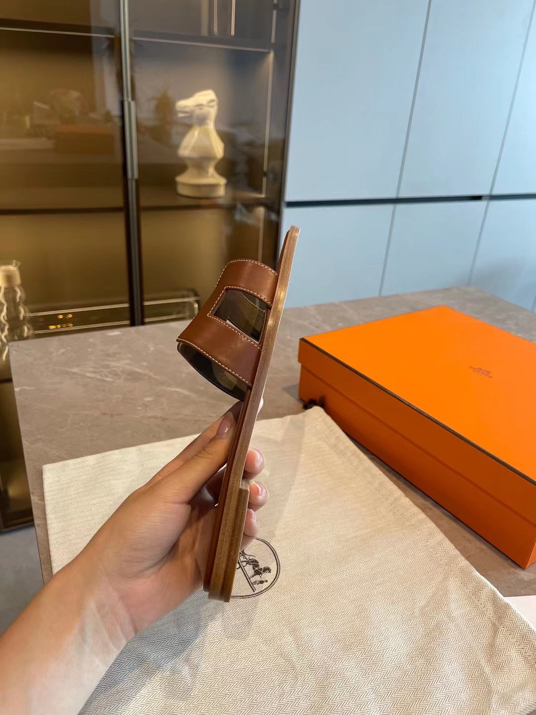 小愛款-H字母拖鞋 Oran拖鞋 咖啡色