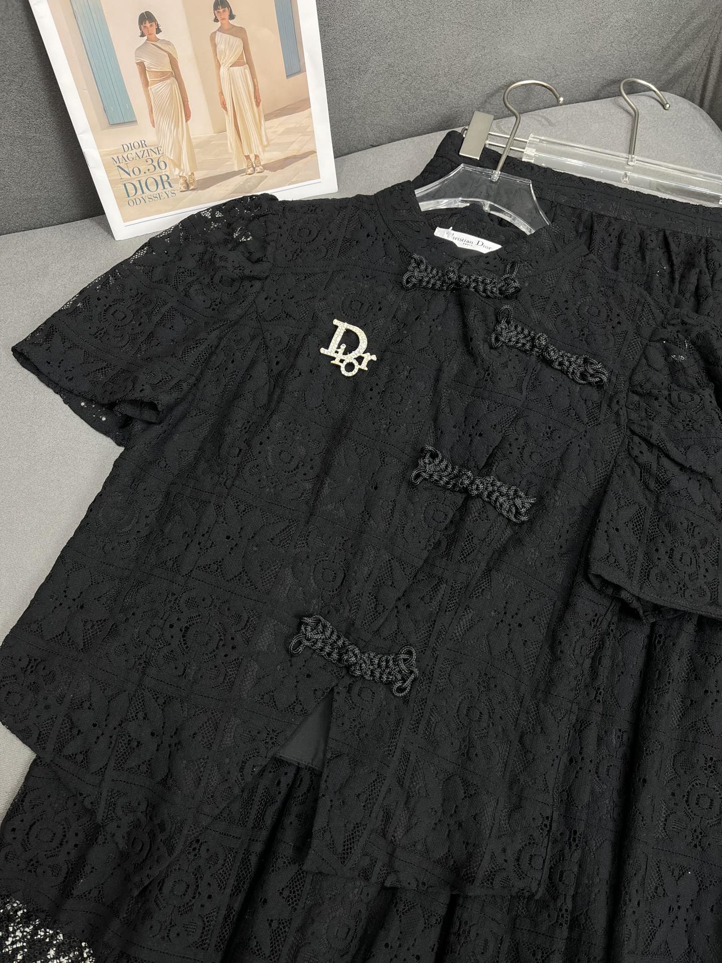 迪D家-2403 24SS春夏新款蕾絲套裝 黑色