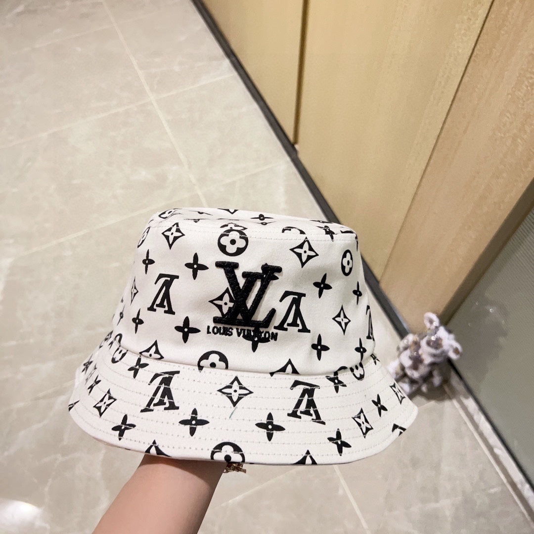 路L家-2023春夏新款 刺繡漁夫帽 白色