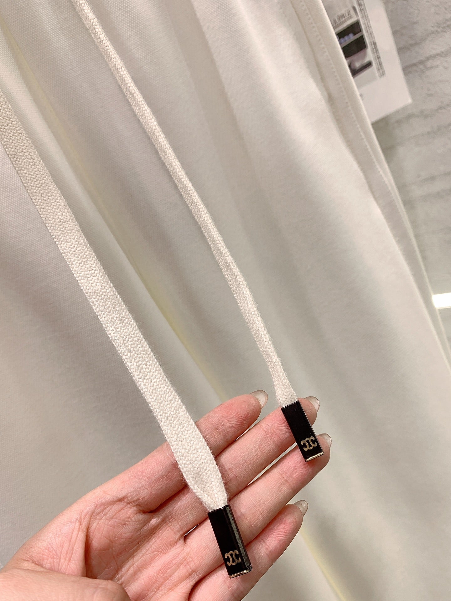 賽C家-2403 新款褲邊拼條貼標闊腿褲