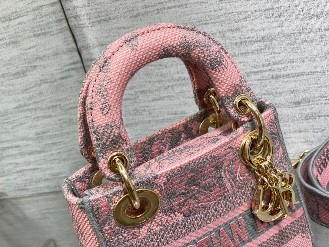 迪D家-Lady Sauvage茹伊印花刺繡系列 粉灰色 Mini