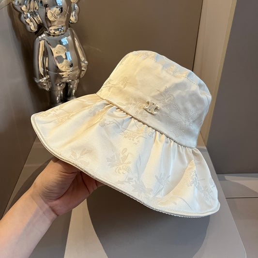 賽C家-新款荷葉邊遮陽帽 米色