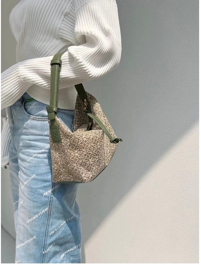 羅L威-Cubi手袋 緹花小牛皮 小號 綠色