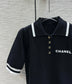 小香家-2403 polo領針織短袖 黑色