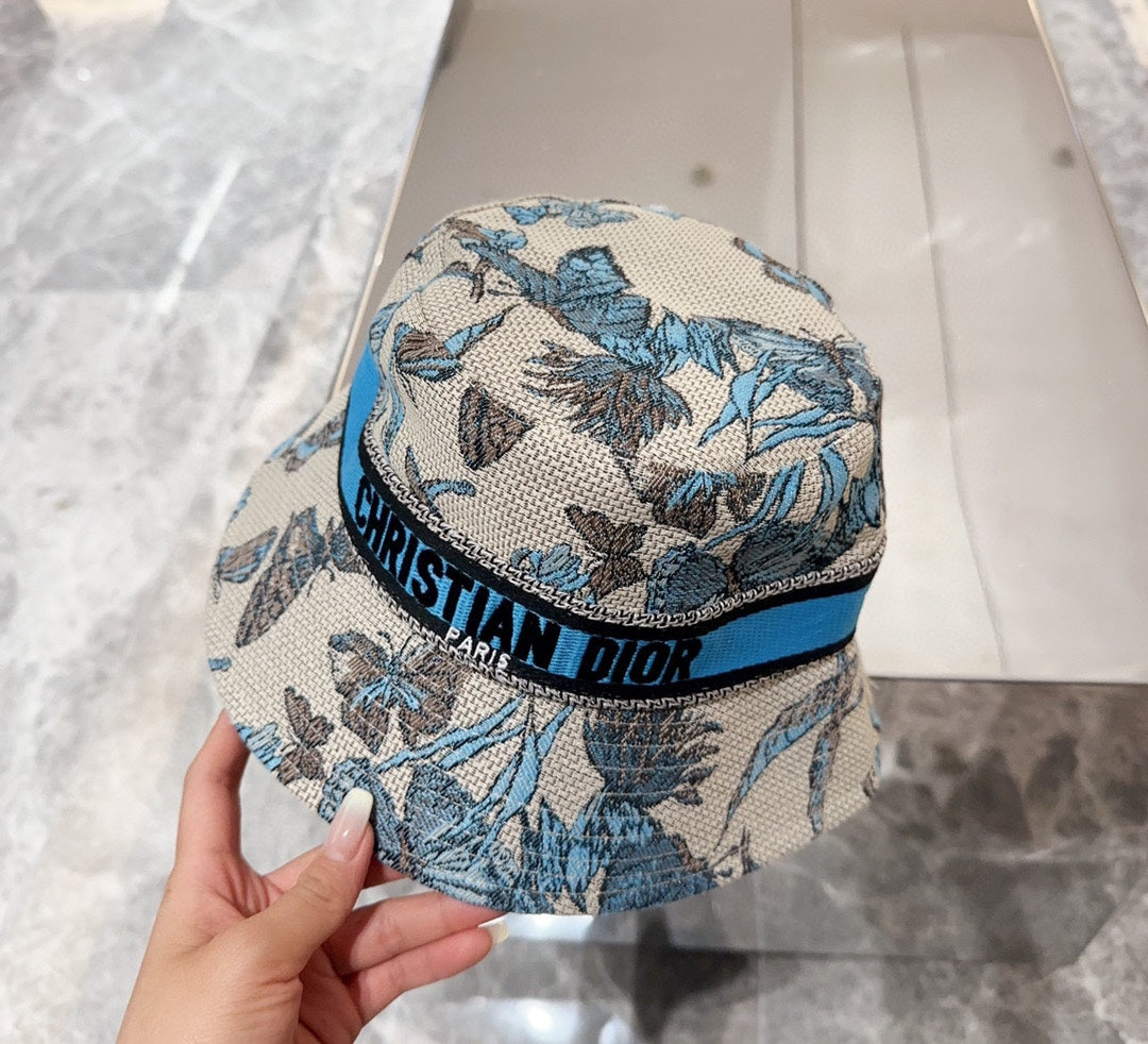 迪D家-新款蝴蝶圖案漁夫帽 藍色