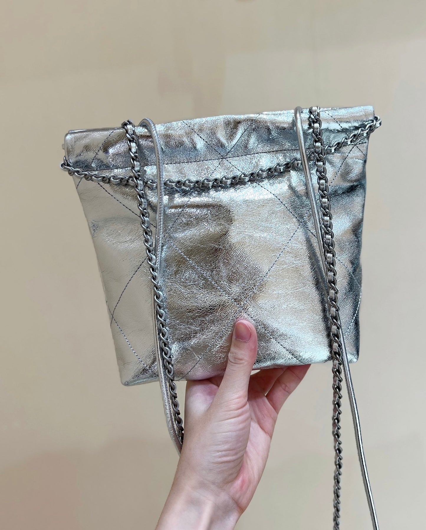 小香家-25C 22Bag Mini金屬皮 銀色
