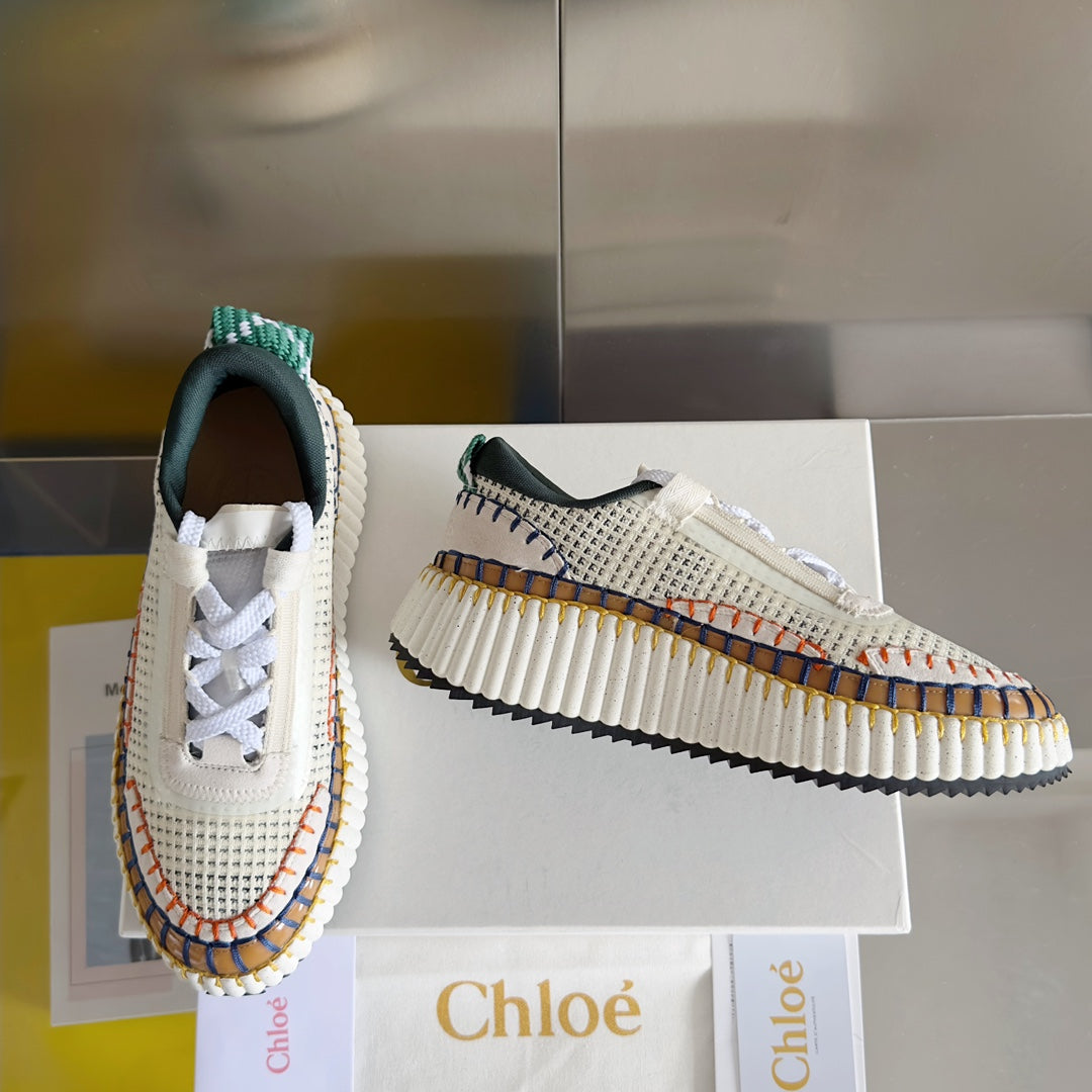 克羅C-Nama sneaker彩虹系列 網面拼色休閒運動鞋 白綠色