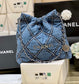 小香家-春夏新款 Chanel 22號手袋 菱格紋縫線牛仔布