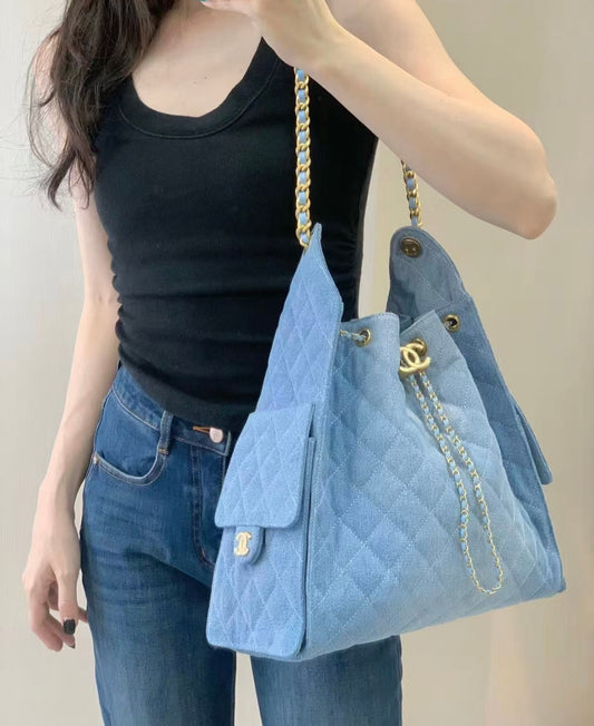 小香家-25S 25bag丹寧牛仔抽繩水桶Hobo中號 牛仔色
