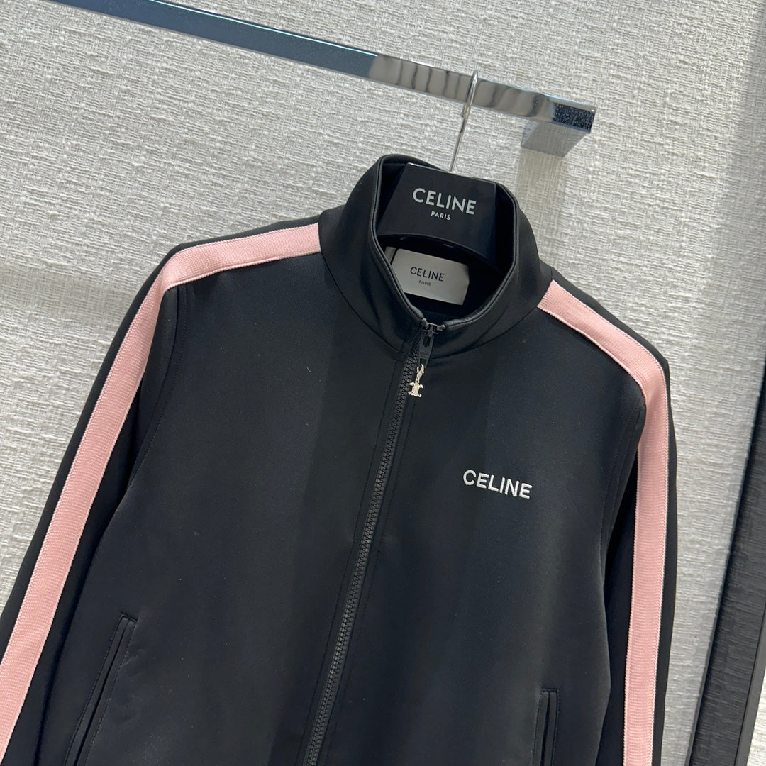 賽C家-2403 24早春新品粉條拼邊黑色學院風套裝